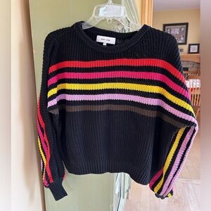 John + Jenn Colorful Women’s 100% Cotton Striped Sweater Size Large